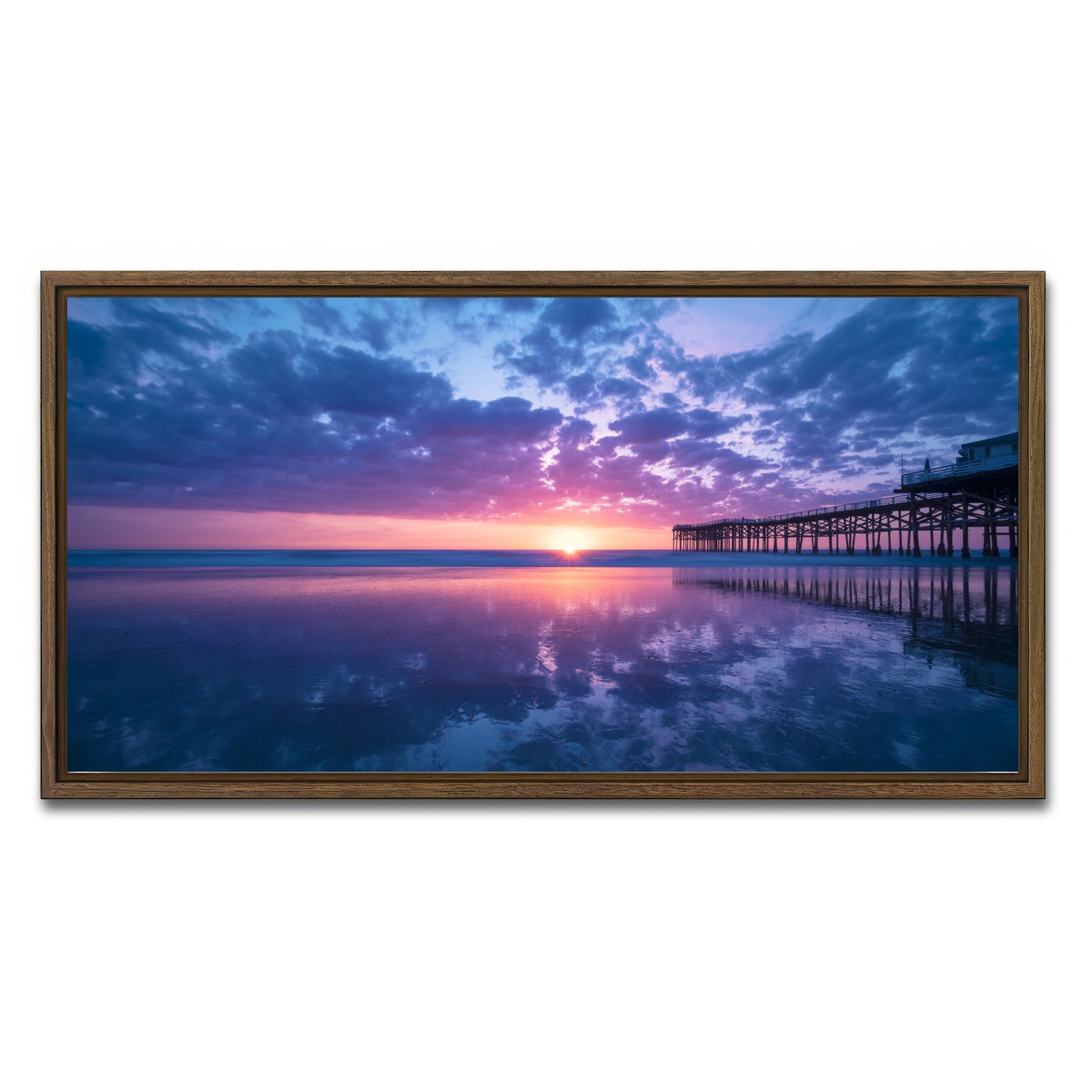 AUTO-MOCKUP WHITE | Sunset at Pacific Beach San Diego | 1 Piece | Walnut Framed Canvas | group=2x1