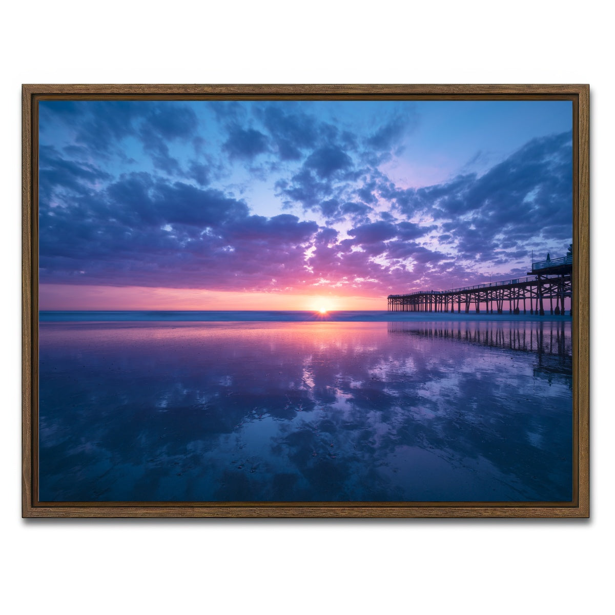 AUTO-MOCKUP WHITE | Sunset at Pacific Beach San Diego | 1 Piece | Walnut Framed Canvas | group=4x3