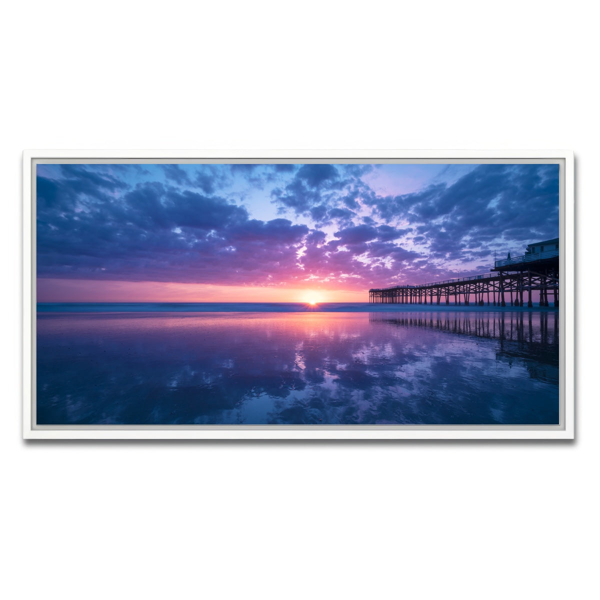 AUTO-MOCKUP WHITE | Sunset at Pacific Beach San Diego | 1 Piece | White Framed Canvas | group=2x1