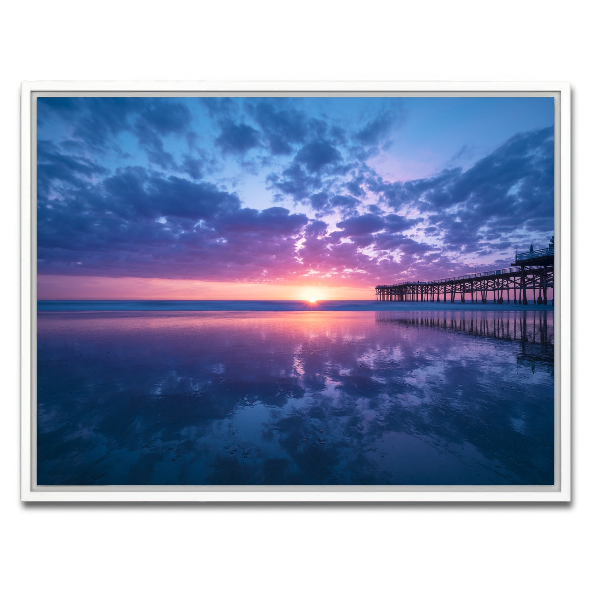 AUTO-MOCKUP WHITE | Sunset at Pacific Beach San Diego | 1 Piece | White Framed Canvas | group=4x3