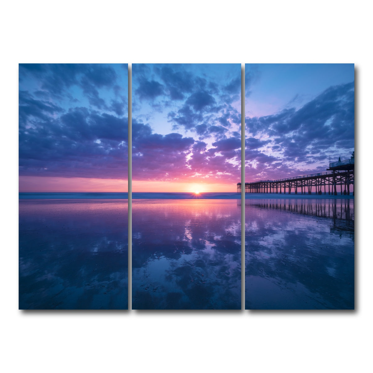 AUTO-MOCKUP WHITE | Sunset at Pacific Beach San Diego | 3 Piece | Gallery Wrap Canvas | group=8x18