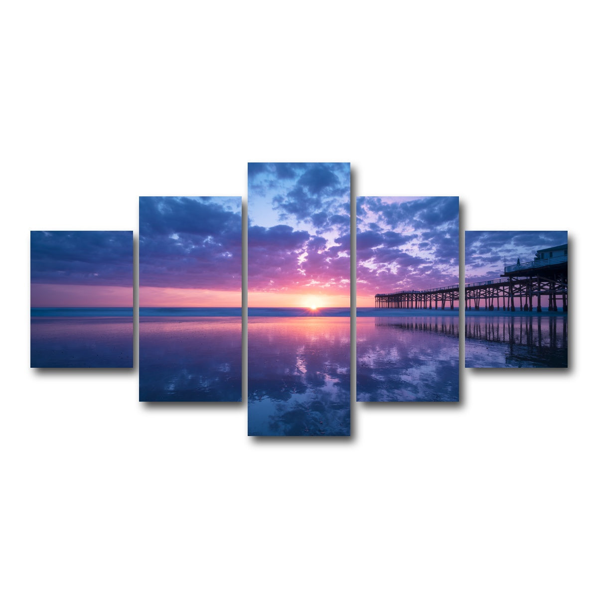 AUTO-MOCKUP WHITE | Sunset at Pacific Beach San Diego | 5 Piece | Gallery Wrap Canvas | group=5_short