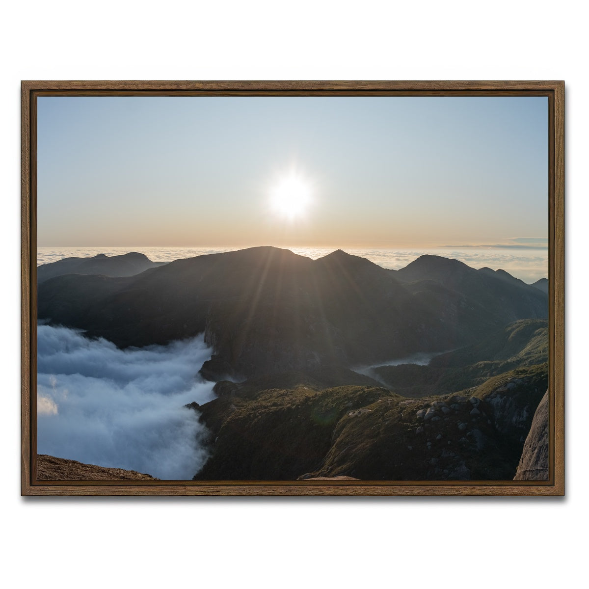 AUTO-MOCKUP WHITE | Sunset at Pedra do Sino Brazil | 1 Piece | Walnut Framed Canvas | group=4x3