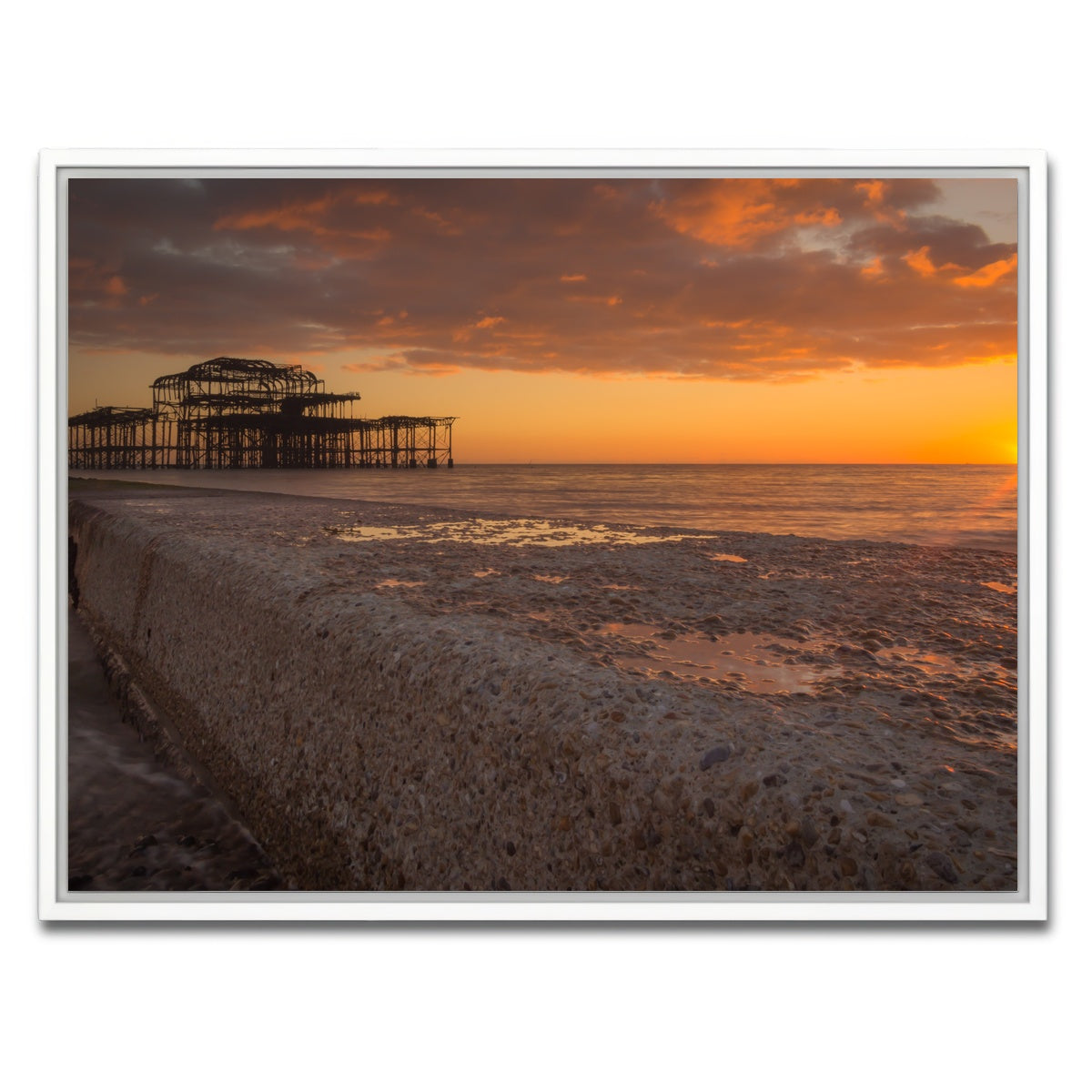 AUTO-MOCKUP WHITE | Sunset at West Pier | 1 Piece | White Framed Canvas | group=4x3