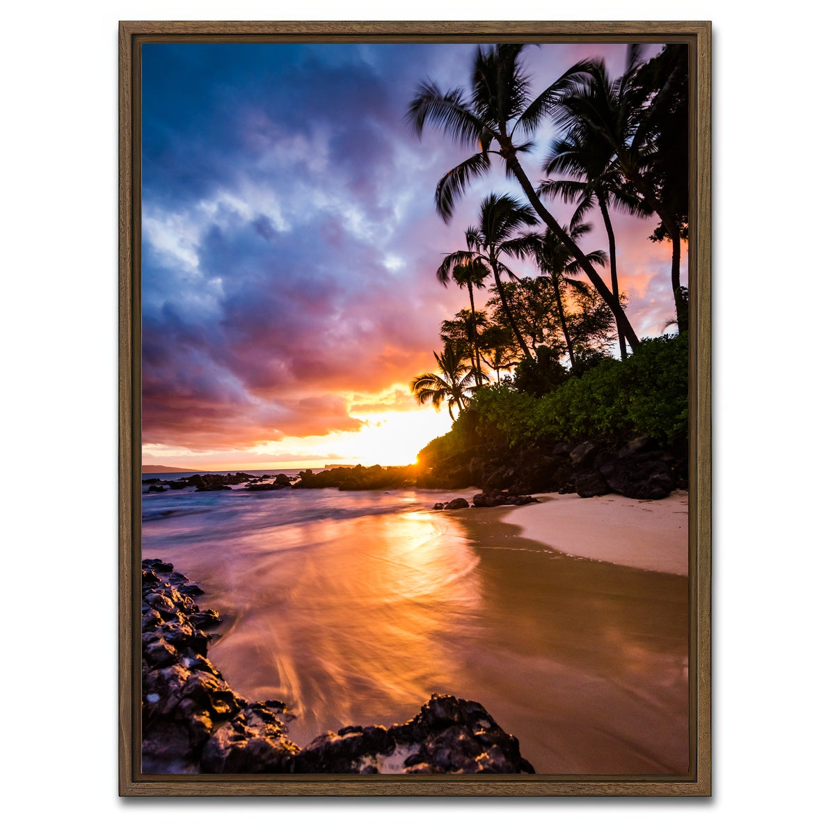 AUTO-MOCKUP WHITE | Sunset by the Beach | 1 Piece | Walnut Framed Canvas | group=3x4