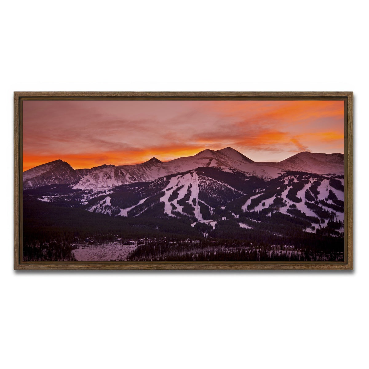 AUTO-MOCKUP WHITE | Sunset in Breckenridge | 1 Piece | Walnut Framed Canvas | group=2x1