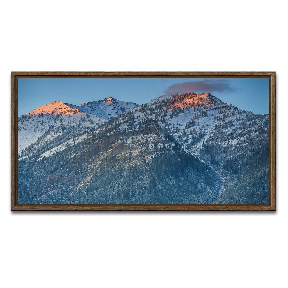 AUTO-MOCKUP WHITE | Sunset on Three Sisters | 1 Piece | Walnut Framed Canvas | group=2x1