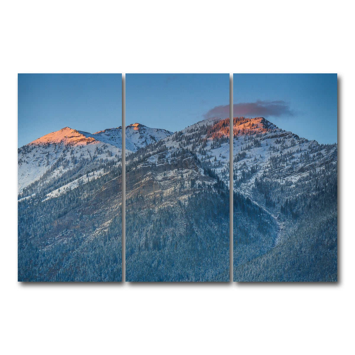 AUTO-MOCKUP WHITE | Sunset on Three Sisters | 3 Piece | Gallery Wrap Canvas | group=12x24