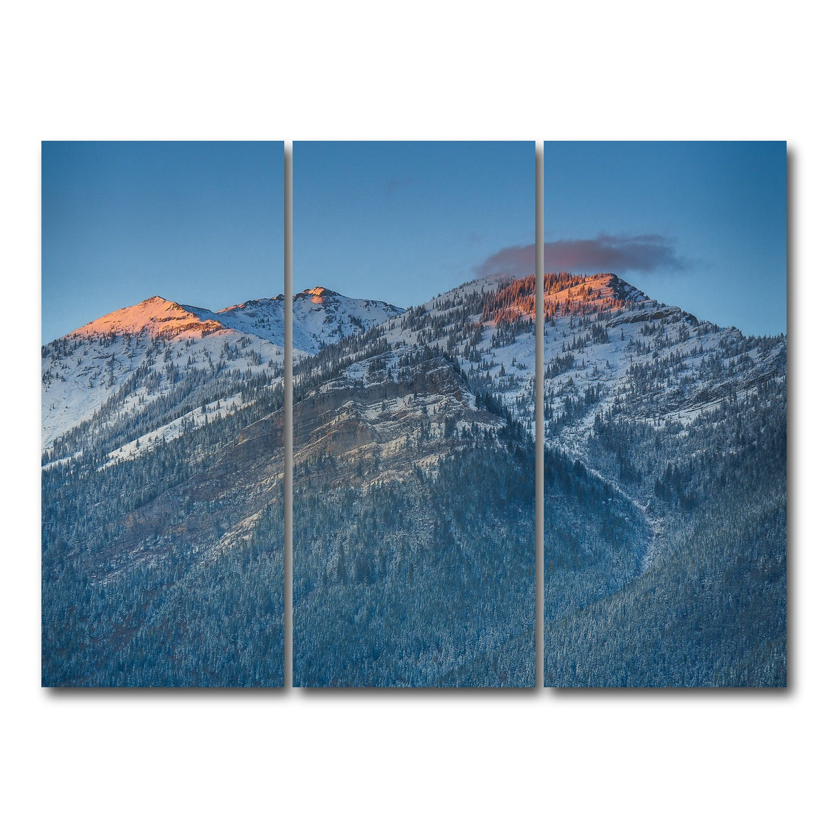 AUTO-MOCKUP WHITE | Sunset on Three Sisters | 3 Piece | Gallery Wrap Canvas | group=8x18