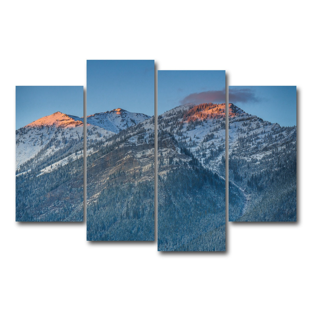 AUTO-MOCKUP WHITE | Sunset on Three Sisters | 4 Piece | Gallery Wrap Canvas | group=4_short