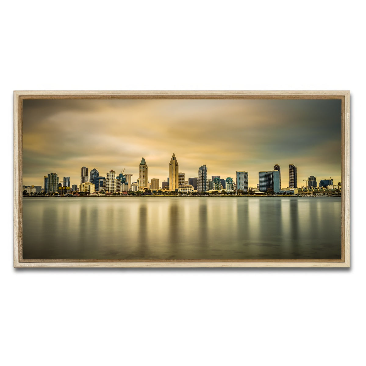 AUTO-MOCKUP WHITE | Sunset skyline of San Diego | 1 Piece | Natural Framed Canvas | group=2x1
