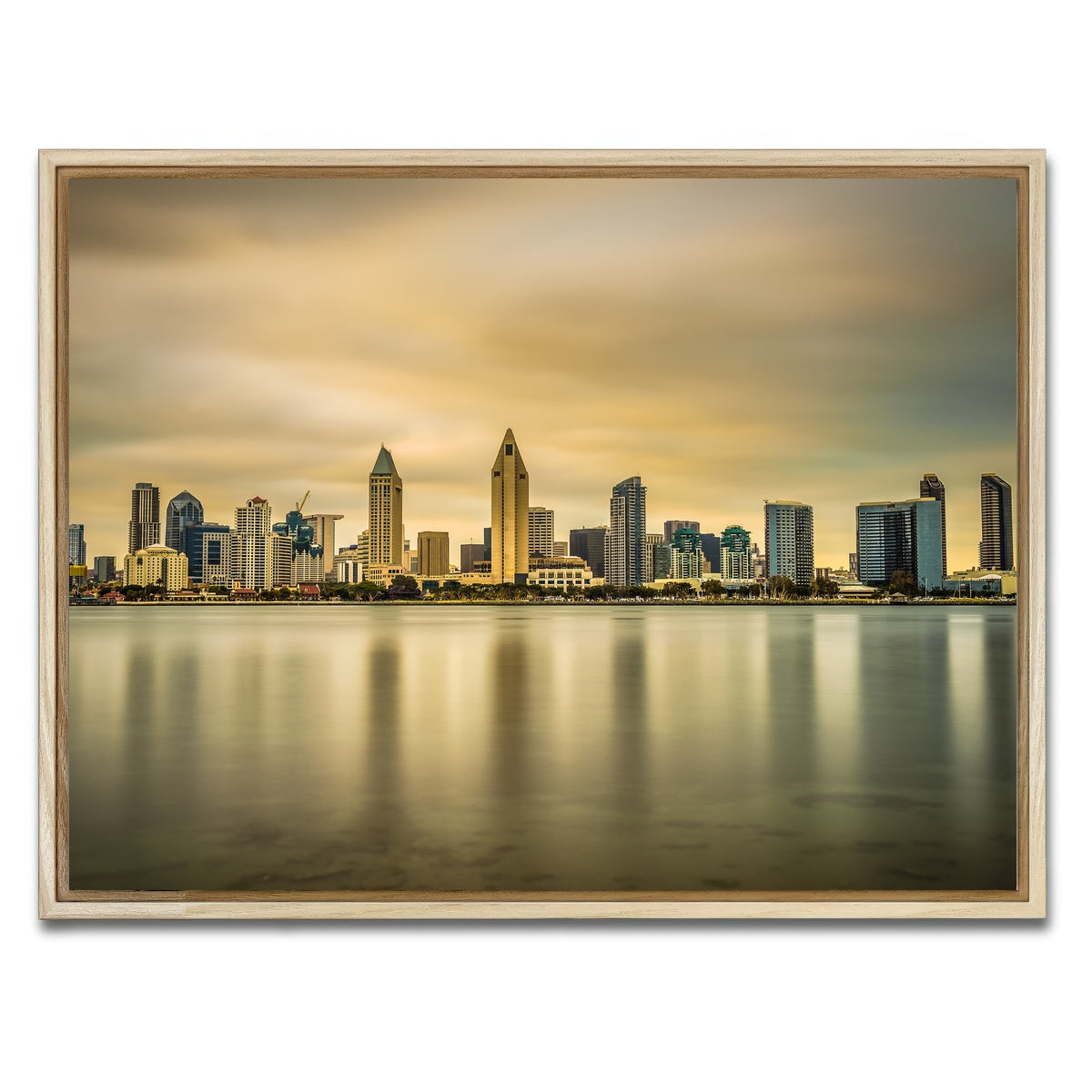 AUTO-MOCKUP WHITE | Sunset skyline of San Diego | 1 Piece | Natural Framed Canvas | group=4x3