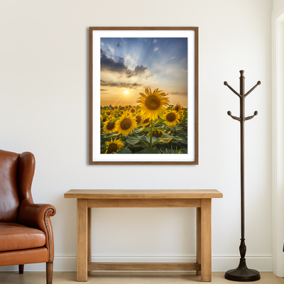 AUTO-MOCKUP ROOM | Sunset With Beautiful Sunflowers Wall Art