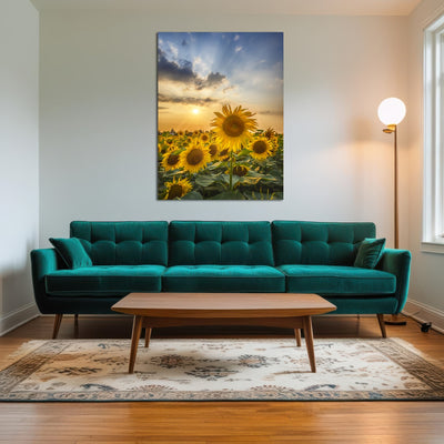 AUTO-MOCKUP ROOM | Sunset with beautiful sunflowers