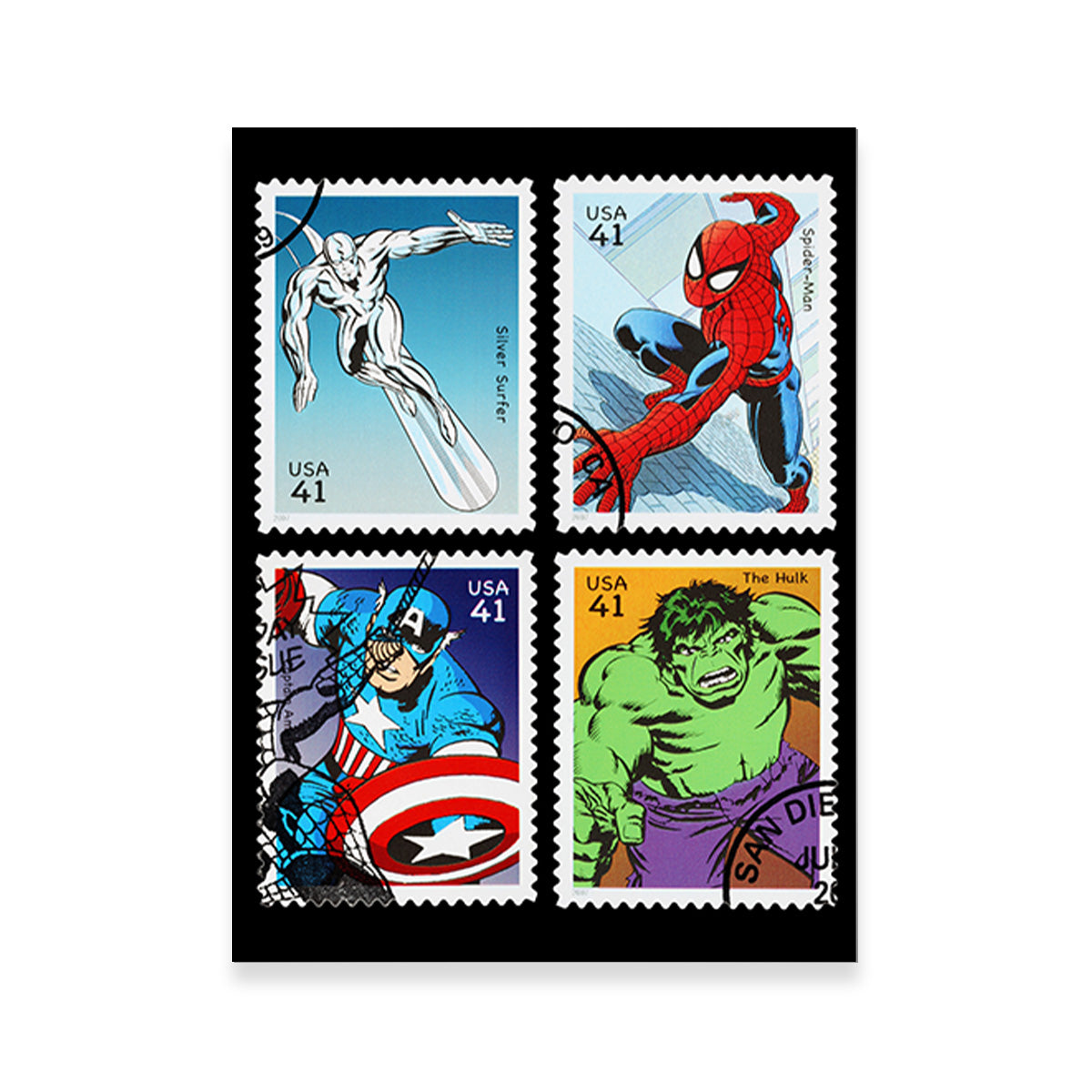 Superhero Postage Stamps Wall Art