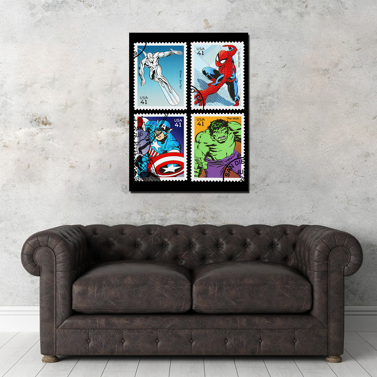 Superhero Postage Stamps Wall Art