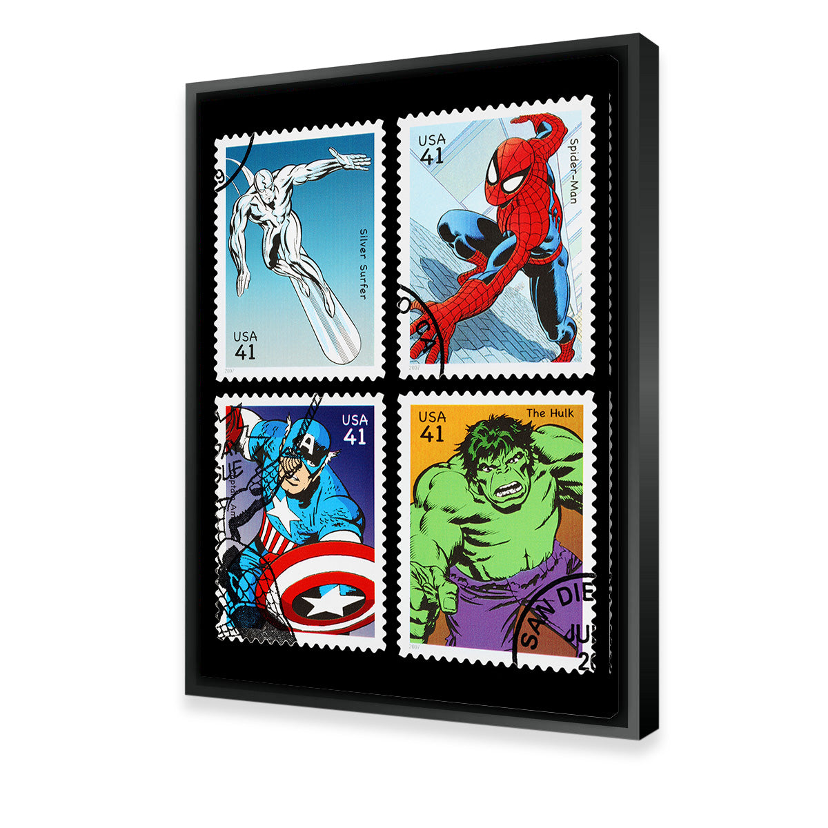 Superhero Postage Stamps Wall Art