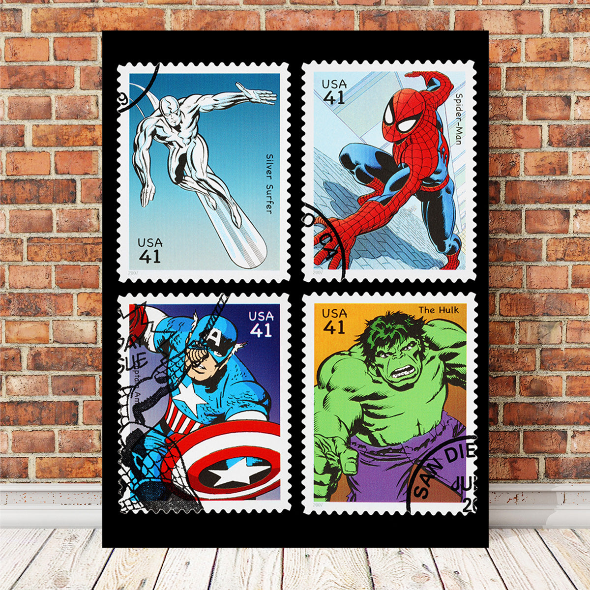 Superhero Postage Stamps Wall Art