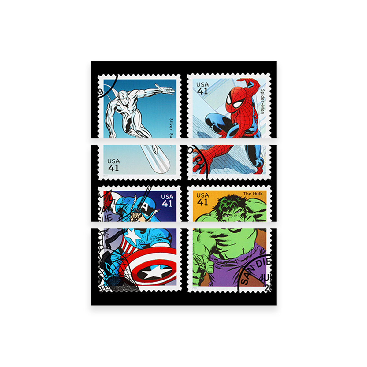 Superhero Postage Stamps Wall Art