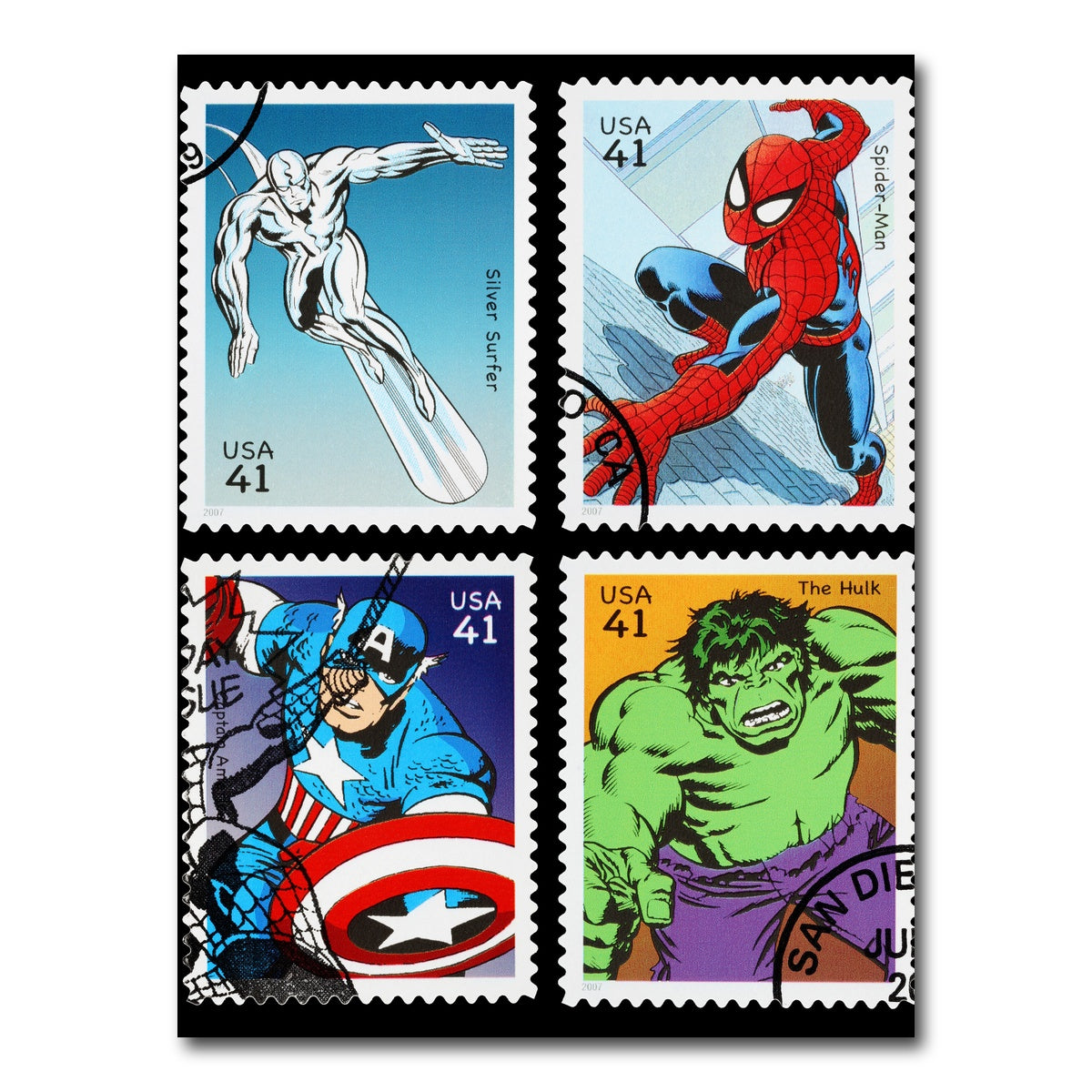 AUTO-MOCKUP WHITE | Superhero Postage Stamps | 1 Piece | Gallery Wrap Canvas | group=3x4