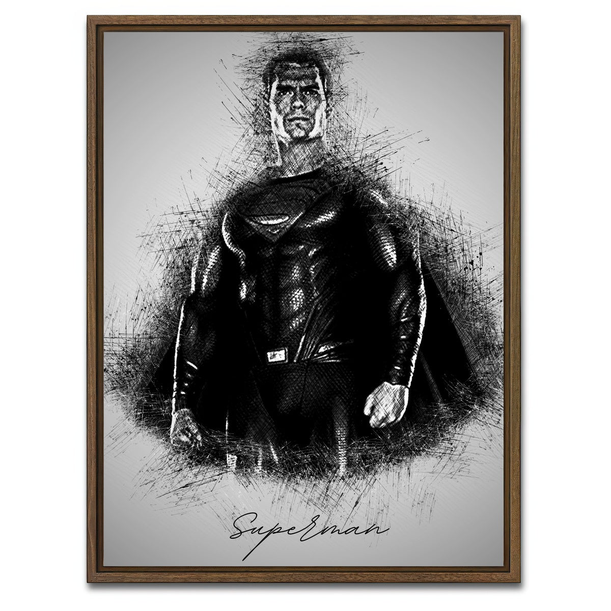 AUTO-MOCKUP WHITE | Superman | 1 Piece | Walnut Framed Canvas | group=3x4