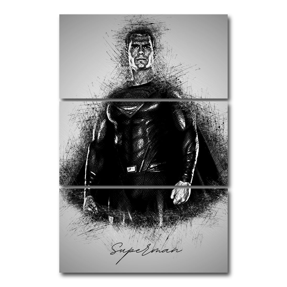 AUTO-MOCKUP WHITE | Superman | 3 Piece | Gallery Wrap Canvas | group=12x24_stacked