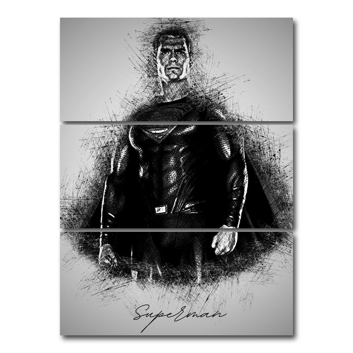 AUTO-MOCKUP WHITE | Superman | 3 Piece | Gallery Wrap Canvas | group=8x18_stacked