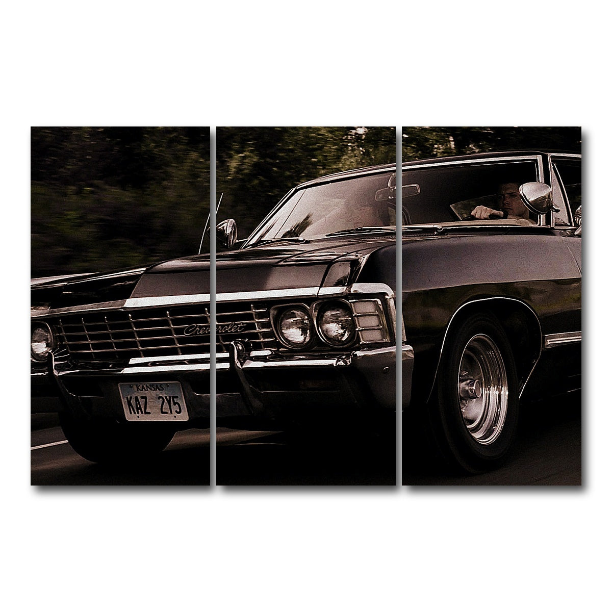 AUTO-MOCKUP WHITE | Supernatural Impala | 3 Piece | Gallery Wrap Canvas | group=12x24