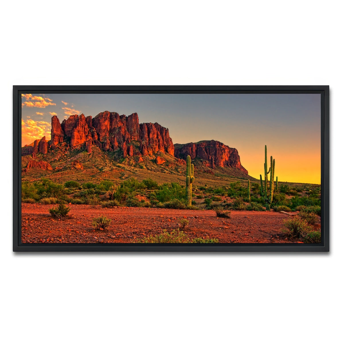 AUTO-MOCKUP WHITE | Superstition Mountains Sunset | 1 Piece | Black Framed Canvas | group=2x1