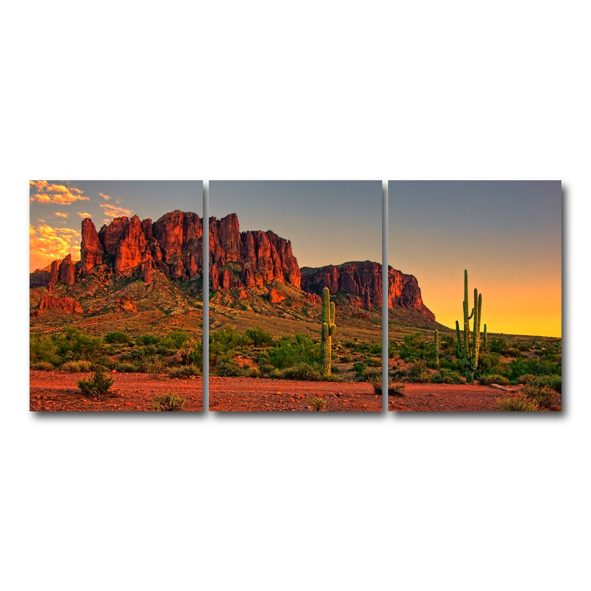 AUTO-MOCKUP WHITE | Superstition Mountains Sunset | 3 Piece | Gallery Wrap Canvas | group=18x24