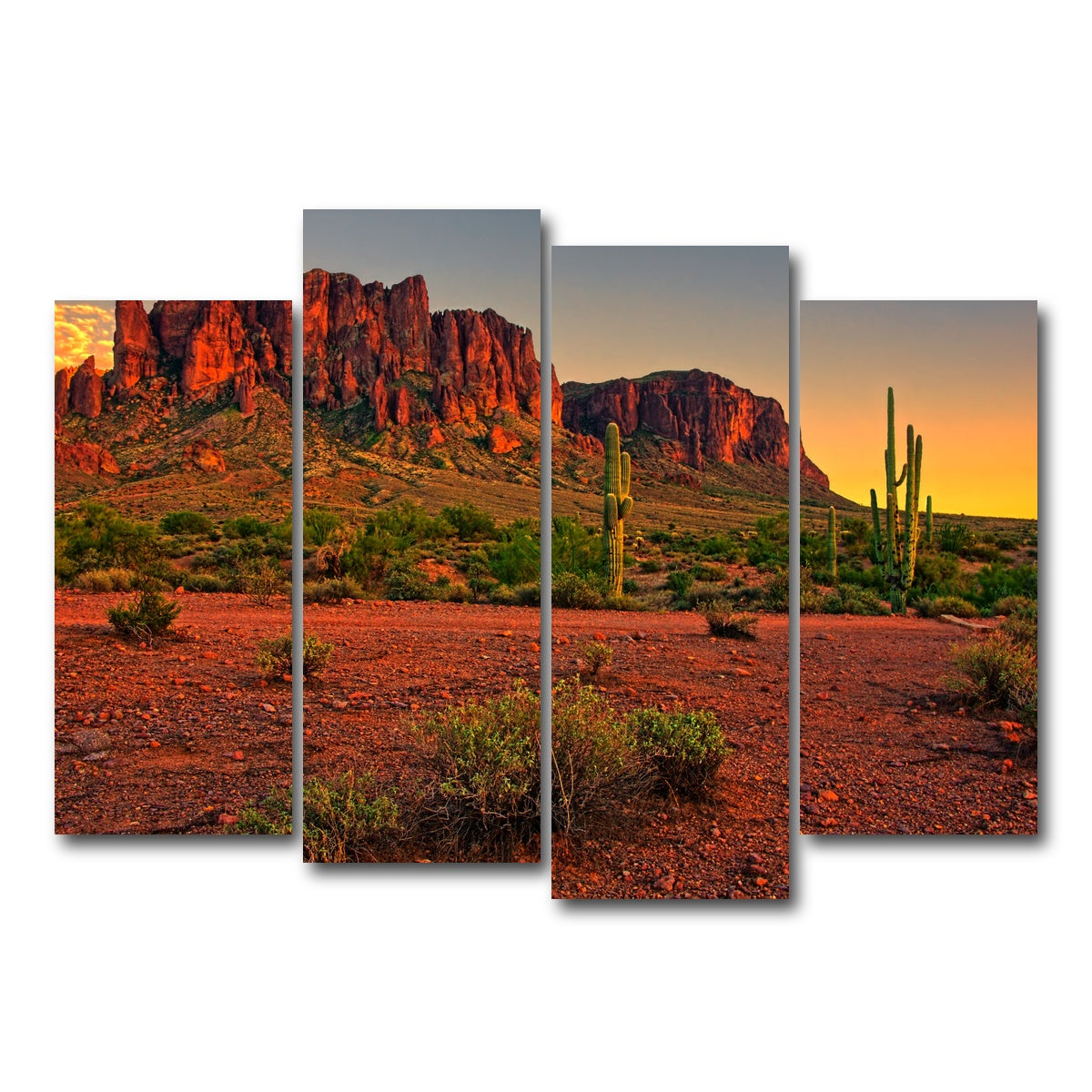 AUTO-MOCKUP WHITE | Superstition Mountains Sunset | 4 Piece | Gallery Wrap Canvas | group=4_normal