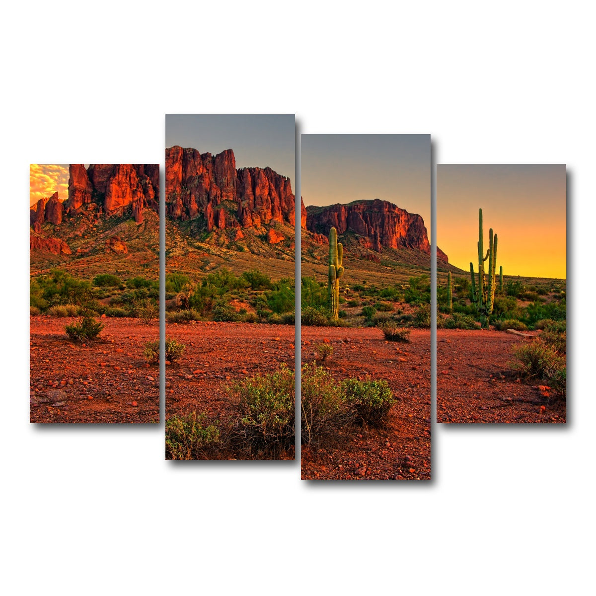 AUTO-MOCKUP WHITE | Superstition Mountains Sunset | 4 Piece | Gallery Wrap Canvas | group=4_short