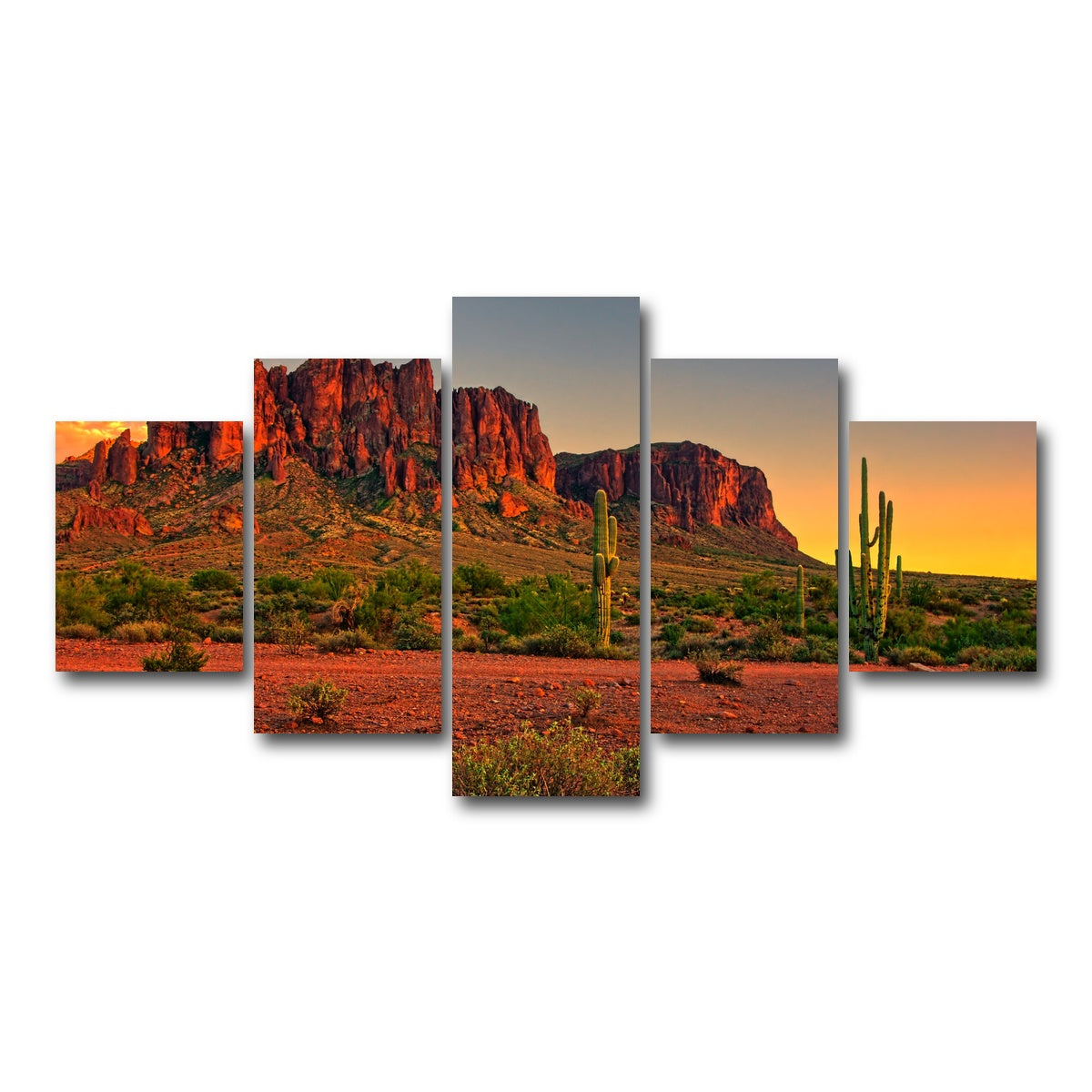 AUTO-MOCKUP WHITE | Superstition Mountains Sunset | 5 Piece | Gallery Wrap Canvas | group=5_short