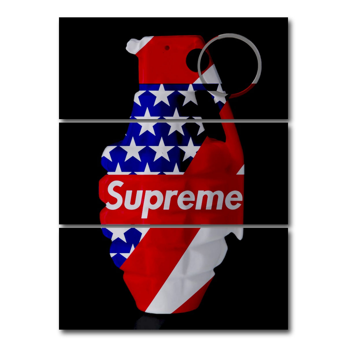 AUTO-MOCKUP WHITE | Supreme Strips Grenade | 3 Piece | Gallery Wrap Canvas | group=8x18_stacked