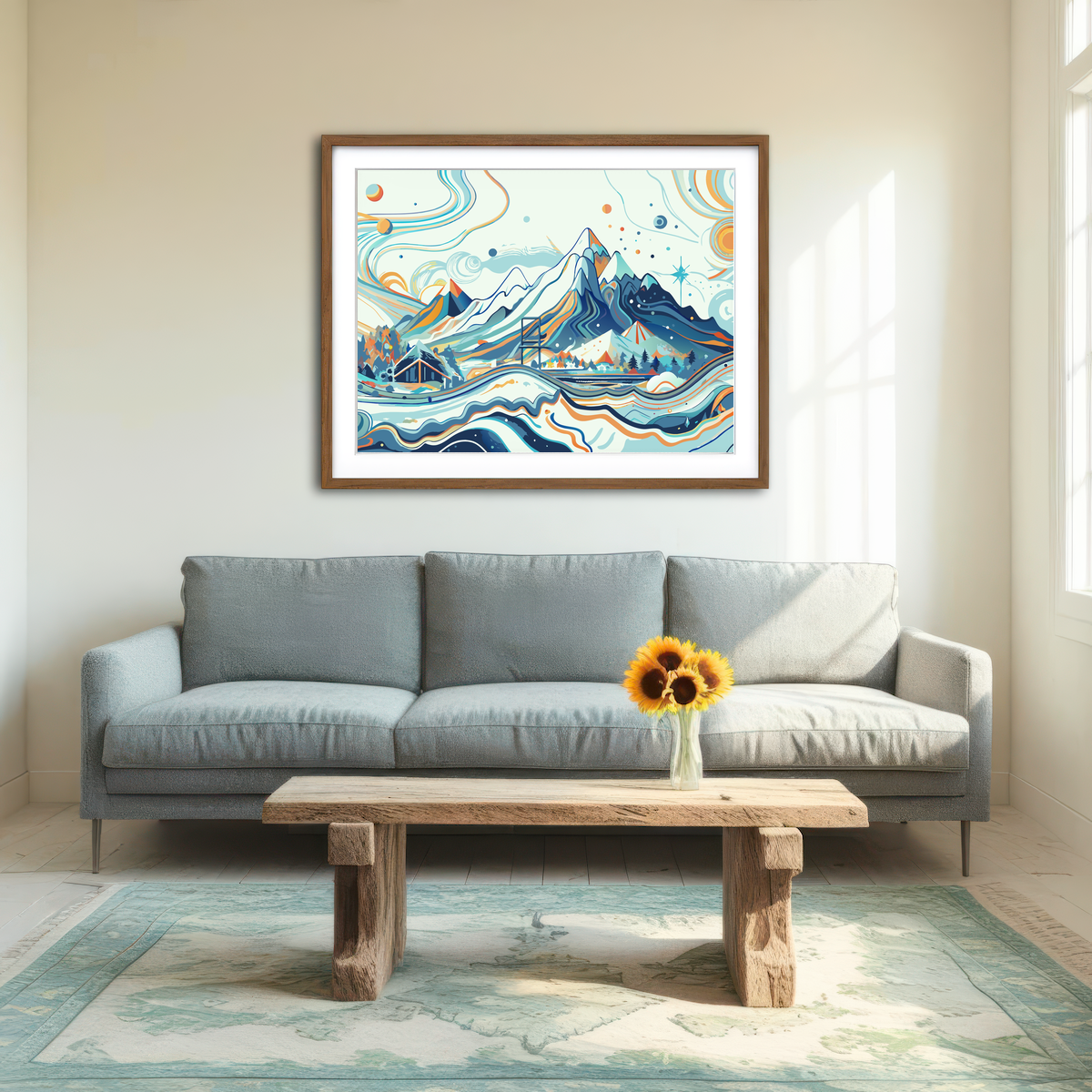 AUTO-MOCKUP ROOM | Surreal Mountain Landscape Wall Art