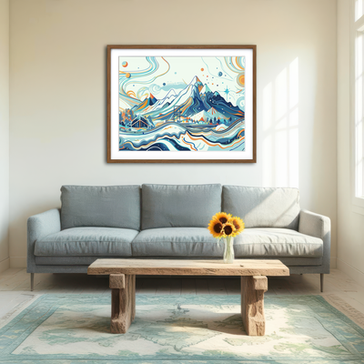 AUTO-MOCKUP ROOM | Surreal Mountain Landscape Wall Art