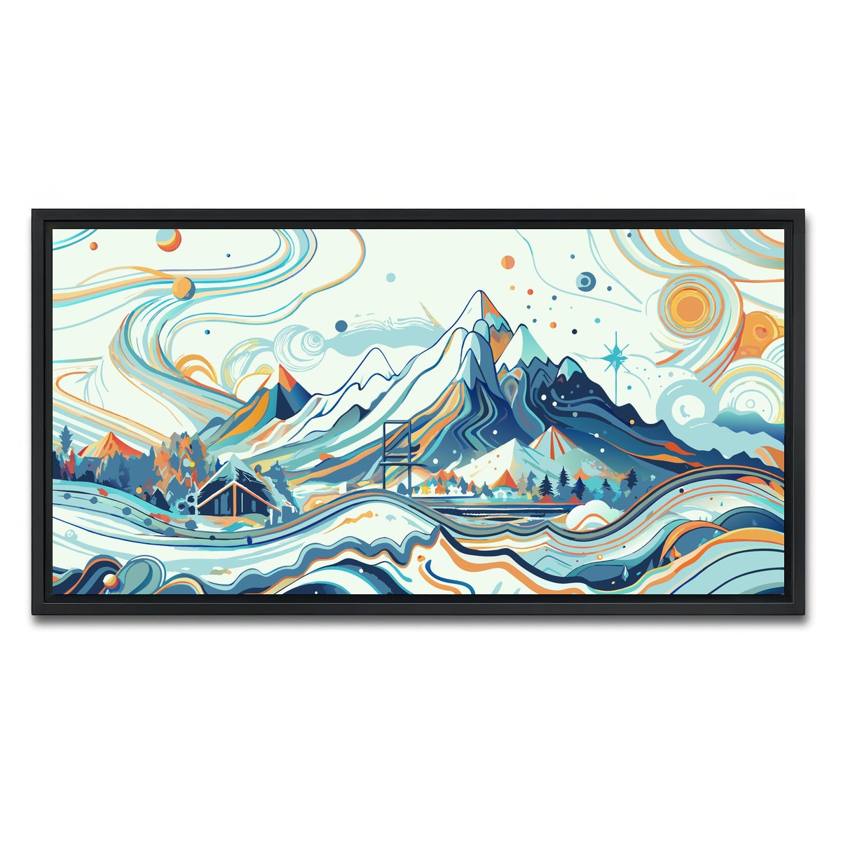 AUTO-MOCKUP WHITE | Surreal Mountain Landscape | 1 Piece | Black Framed Canvas | group=2x1