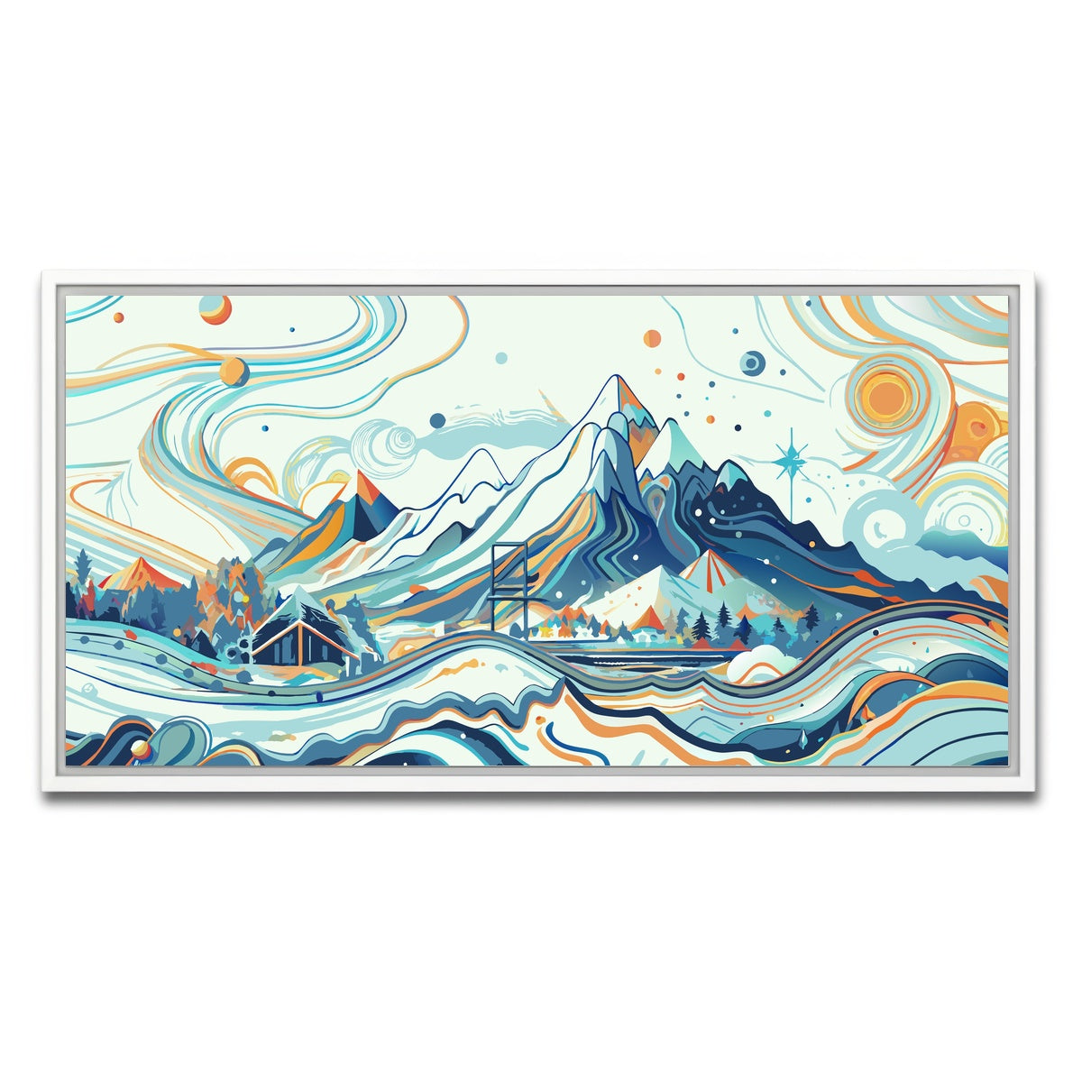 AUTO-MOCKUP WHITE | Surreal Mountain Landscape | 1 Piece | White Framed Canvas | group=2x1