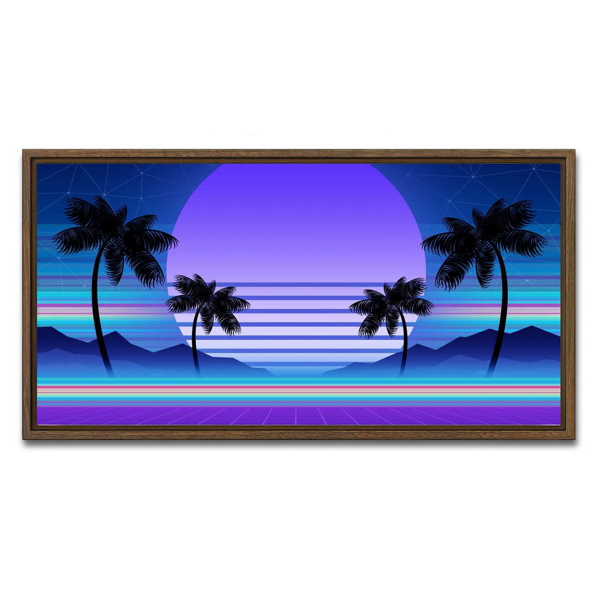 AUTO-MOCKUP WHITE | Synthwave and retrowave | 1 Piece | Walnut Framed Canvas | group=2x1