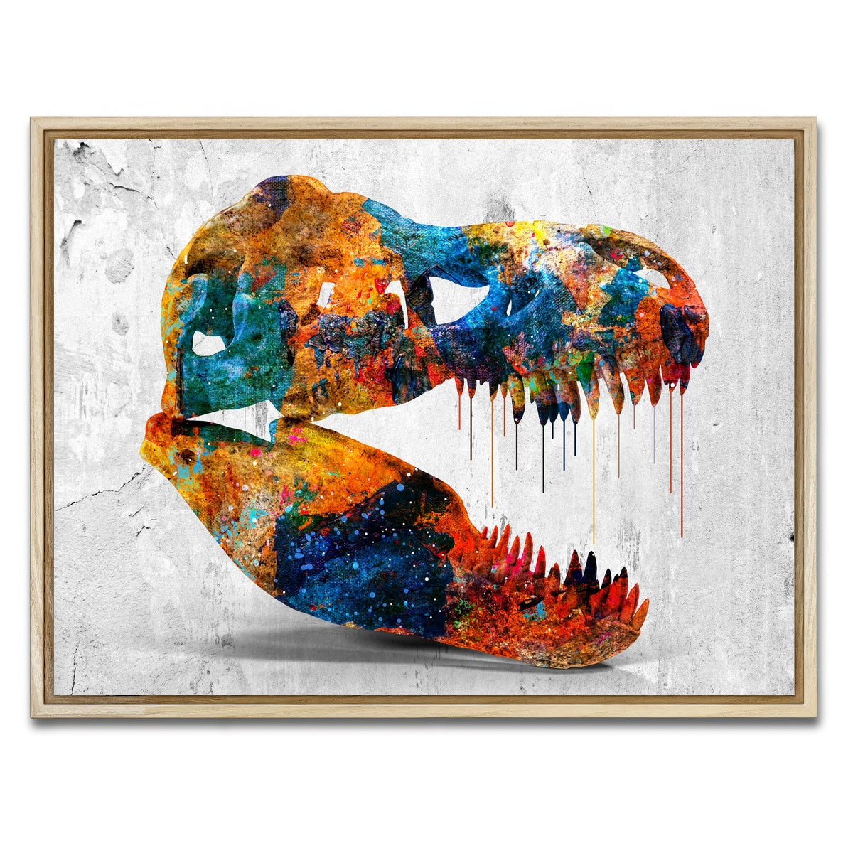 AUTO-MOCKUP WHITE | T-Rex skull | 1 Piece | Natural Framed Canvas | group=4x3