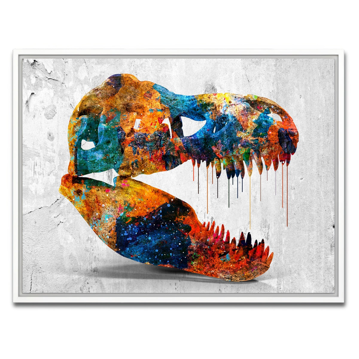 AUTO-MOCKUP WHITE | T-Rex skull | 1 Piece | White Framed Canvas | group=4x3
