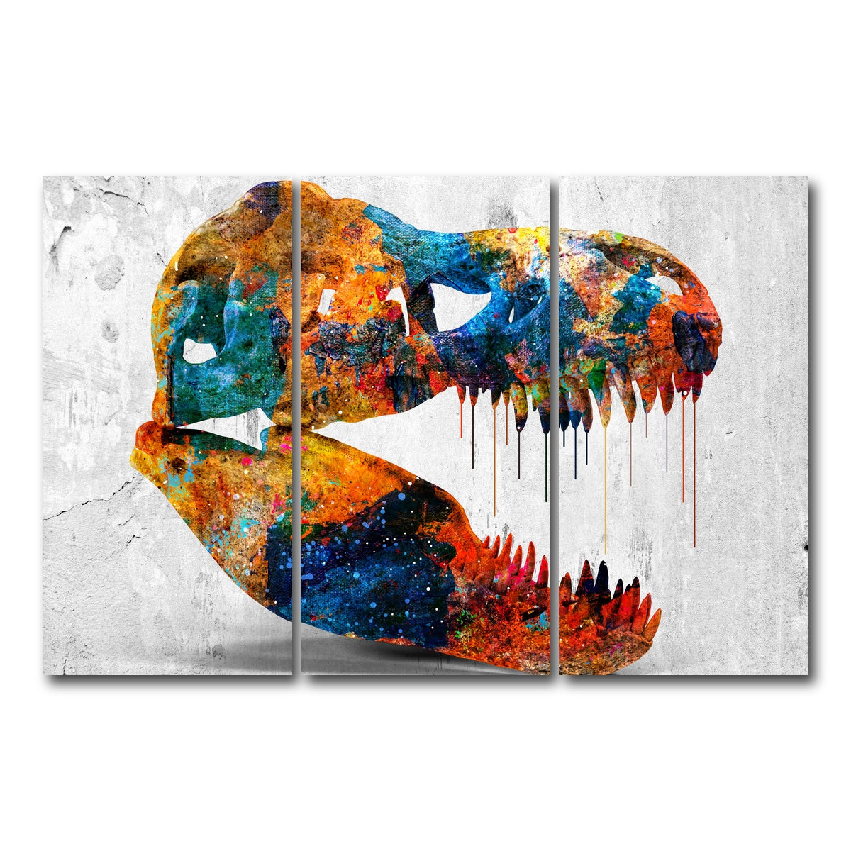 AUTO-MOCKUP WHITE | T-Rex skull | 3 Piece | Gallery Wrap Canvas | group=12x24
