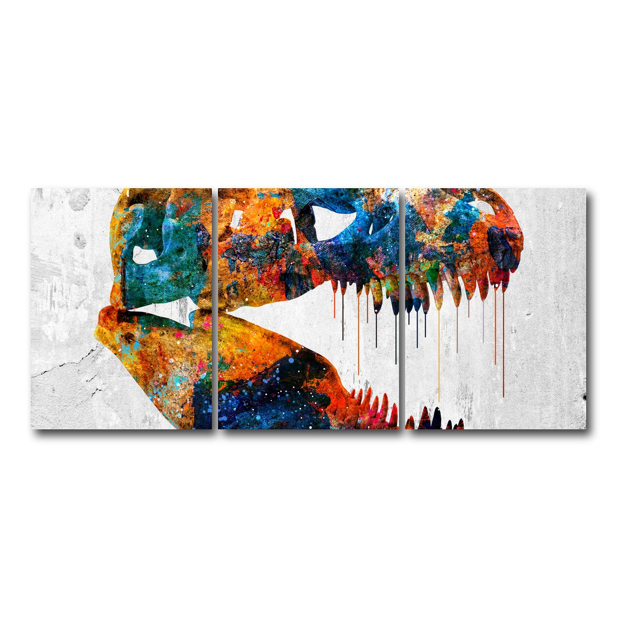 AUTO-MOCKUP WHITE | T-Rex skull | 3 Piece | Gallery Wrap Canvas | group=18x24