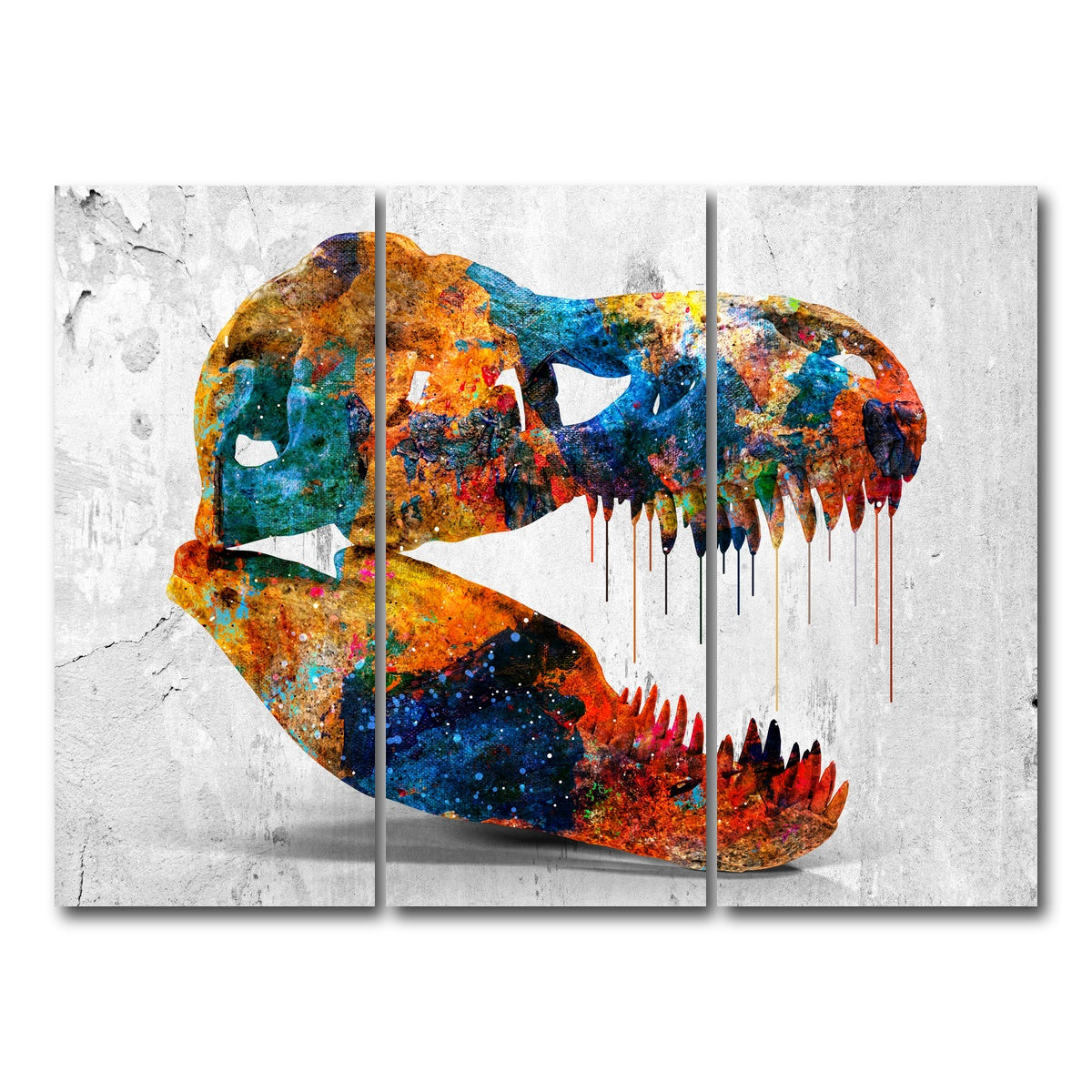 AUTO-MOCKUP WHITE | T-Rex skull | 3 Piece | Gallery Wrap Canvas | group=8x18