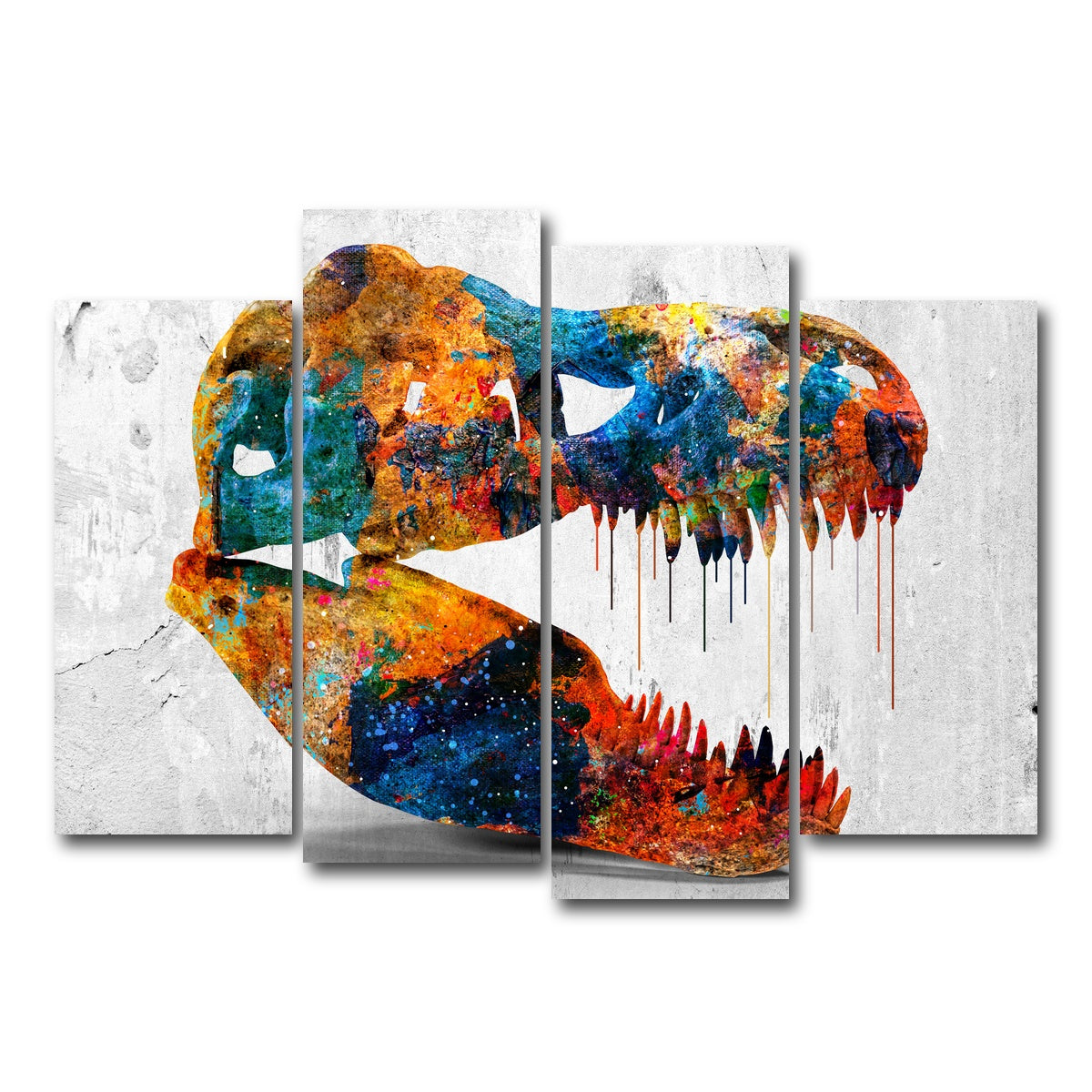 AUTO-MOCKUP WHITE | T-Rex skull | 4 Piece | Gallery Wrap Canvas | group=4_normal