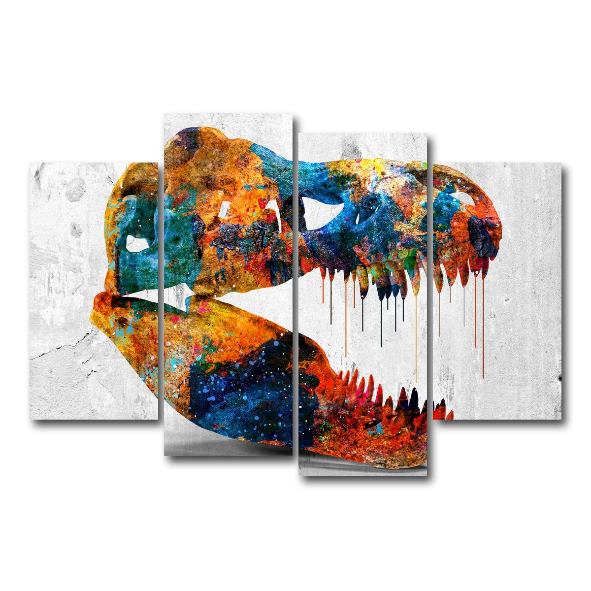 AUTO-MOCKUP WHITE | T-Rex skull | 4 Piece | Gallery Wrap Canvas | group=4_short