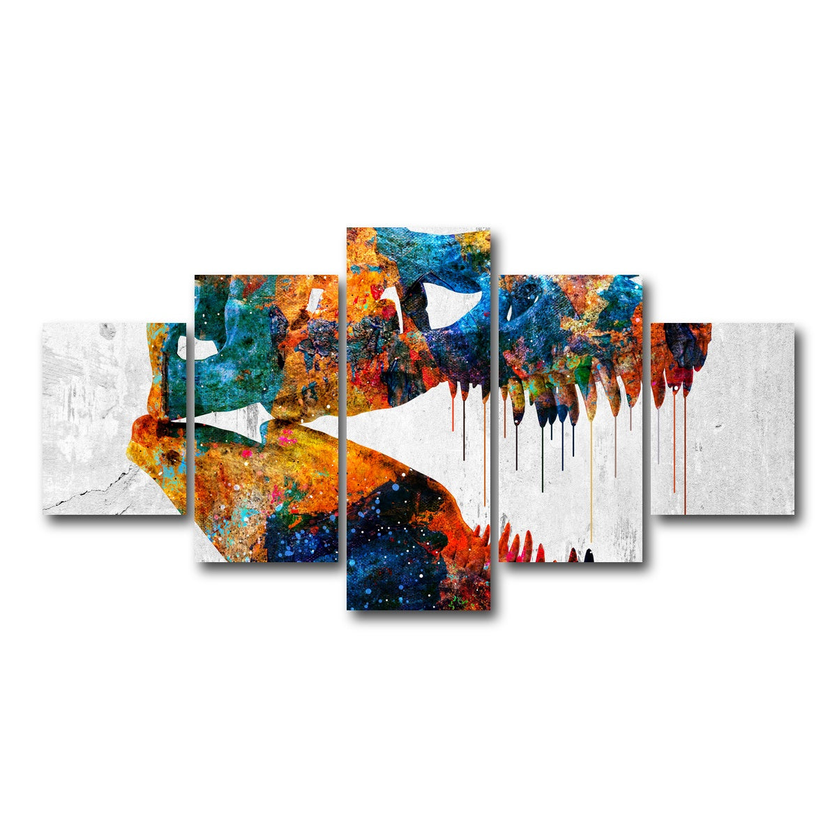 AUTO-MOCKUP WHITE | T-Rex skull | 5 Piece | Gallery Wrap Canvas | group=5_short