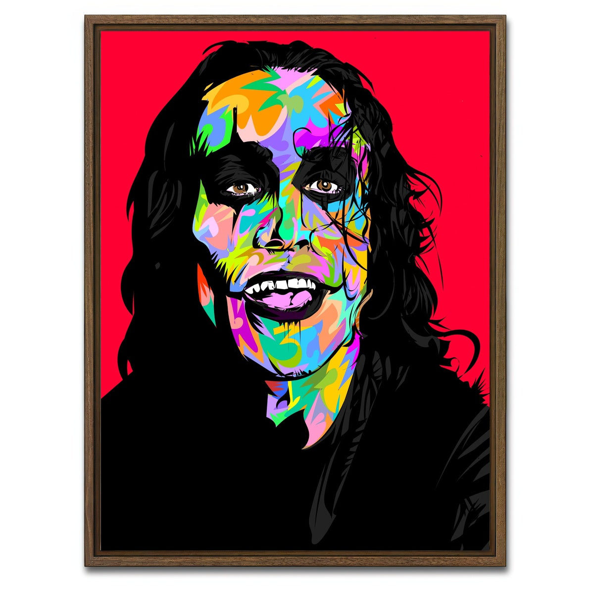 AUTO-MOCKUP WHITE | THE CROW in Red | 1 Piece | Walnut Framed Canvas | group=3x4