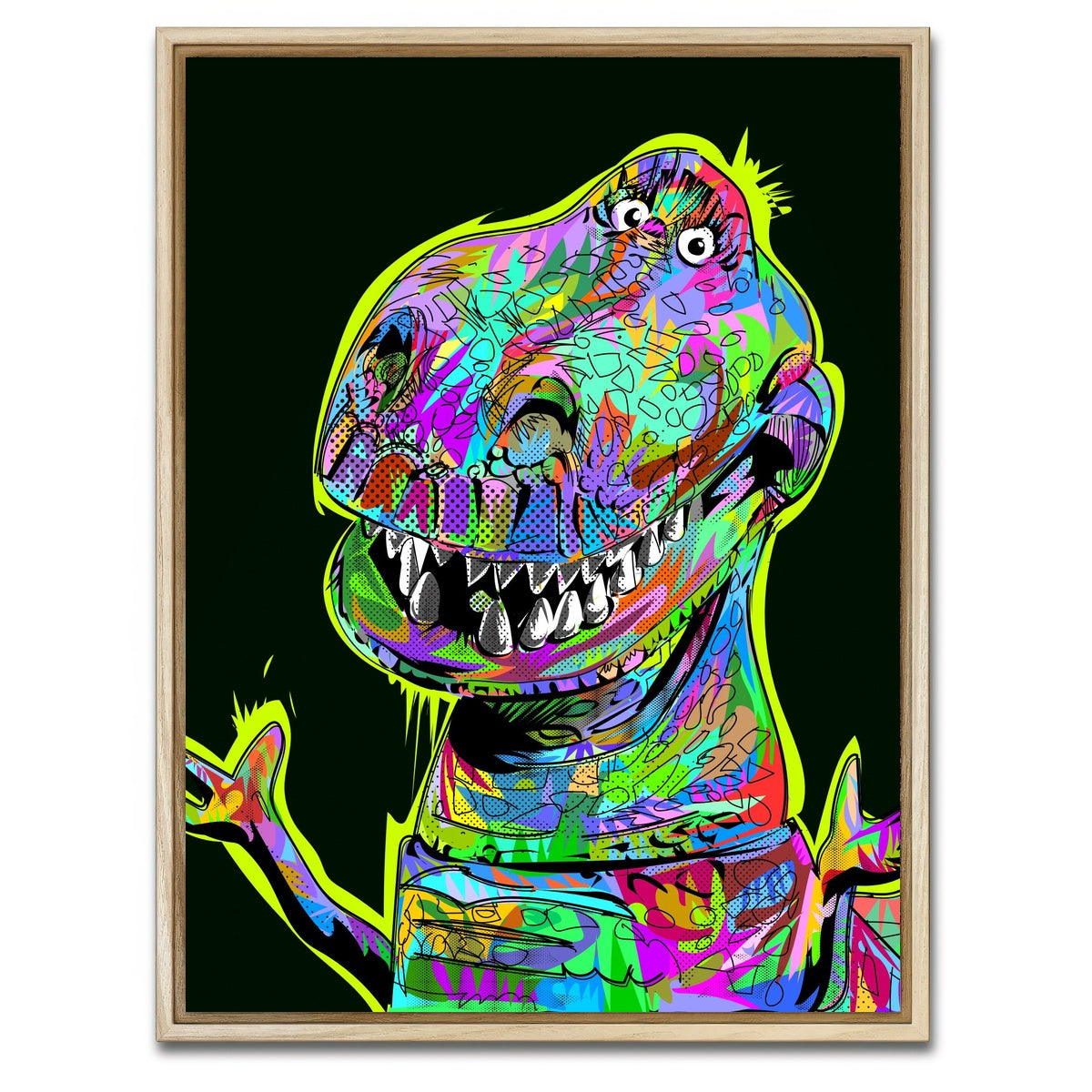 AUTO-MOCKUP WHITE | TYRANNOSAURUS | 1 Piece | Natural Framed Canvas | group=3x4