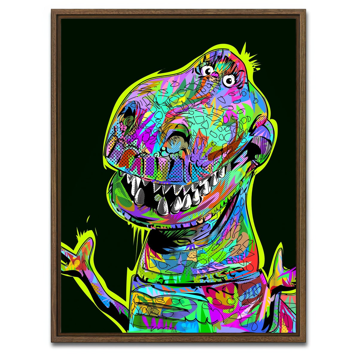 AUTO-MOCKUP WHITE | TYRANNOSAURUS | 1 Piece | Walnut Framed Canvas | group=3x4